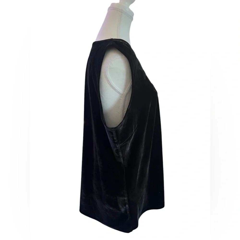2000s Y2K Witchy Blouse Black Velvet Fairy Grunge Slinky 1X Whimsigoth Victorian - Picture 8 of 11